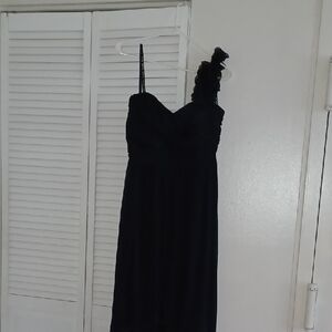 Black Asymmetrical Embellished Gown